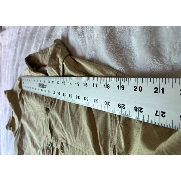 Canada Weathergear Mens Beige Short-Sleeve Button-Down Shirt Large Vented Back - Picture 6 of 12